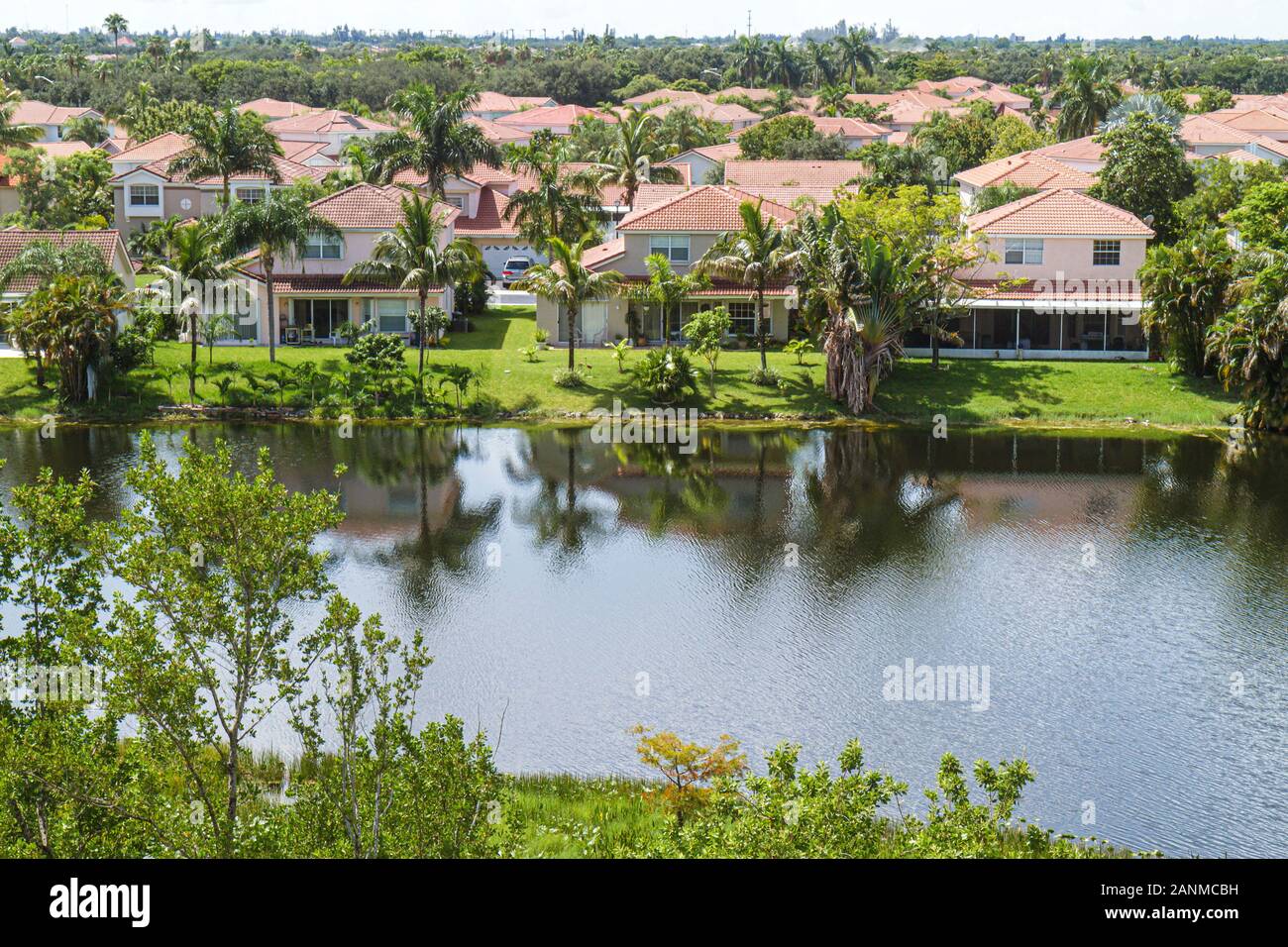 Fort Ft. Lauderdale Florida, Sonnenaufgang, See, Wohnhäuser, Häuser, FL100815078 Stockfoto