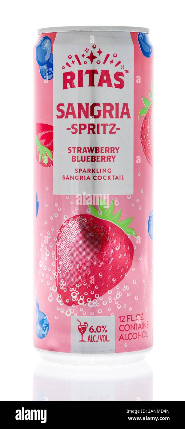 Winneconne, WI - 5. Januar 2019: eine Dose Ritas sangria Schaumwein Alkohol auf einem isolierten Hintergrund Stockfoto