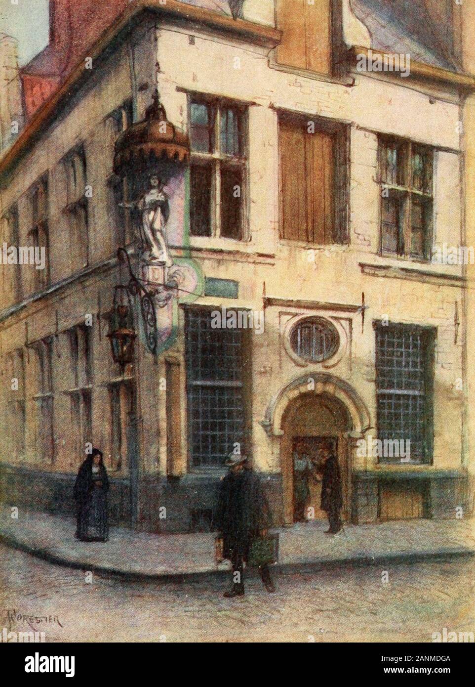 Alte Häuser in der Rue de L'Empereur - Antwerpen, Belgien, ca. 1907 Stockfoto