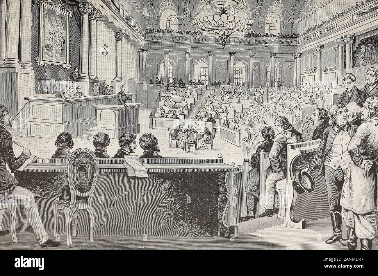 Österreichs erstes Parlament - Delegierte aus allen Ländern der Habsburger in Wien im Jahr 1848 sammeln Stockfoto