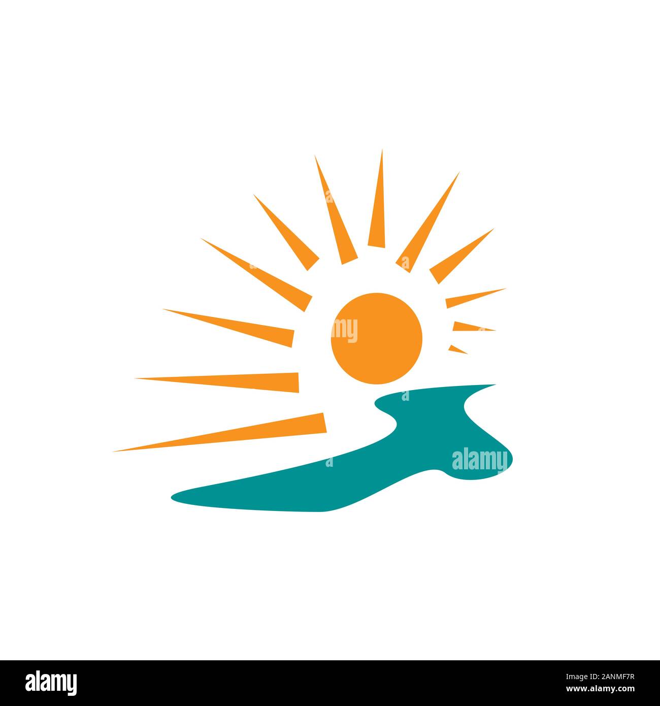 Abstrakte Sonnenuntergang Logo Design Vektor Der Gelben Sonne Und Blaues Meer Wellen Abbildung Stock Vektorgrafik Alamy