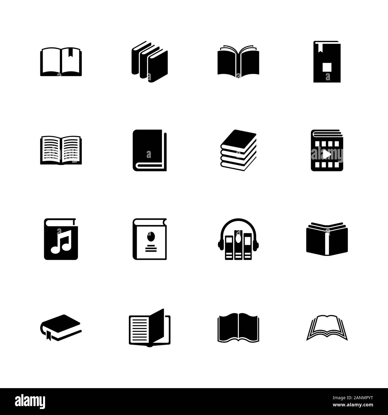 Bücher Icons - Erweitern zu jeder Größe - Änderung einer beliebigen Farbe. Flache Vector Icons - Schwarz Abbildung auf weißen Hintergrund. Stock Vektor