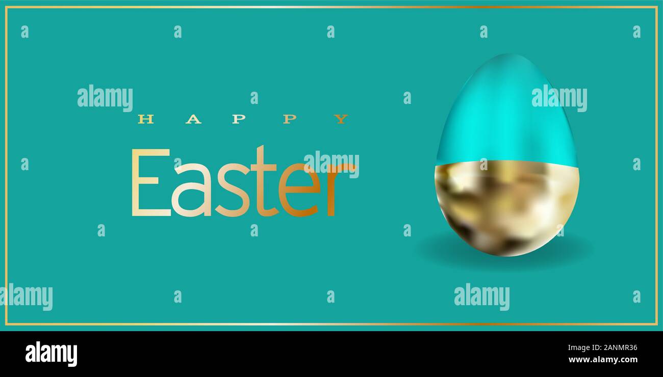 Ostern Grußbanner. Moderne realistischem Design. Frohe Ostern. Helle Farbe. goldene Ei. Postkarte, Poster. Stock Vektor