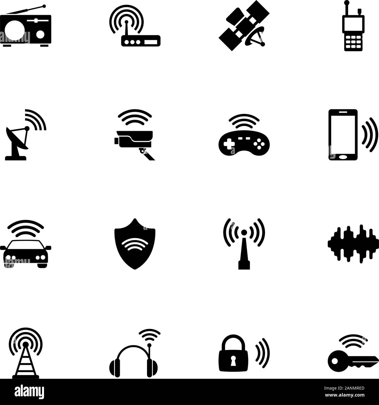 Radio Symbole - Erweitern zu jeder Größe - Änderung einer beliebigen Farbe. Flache Vector Icons - Schwarz Abbildung auf weißen Hintergrund. Stock Vektor