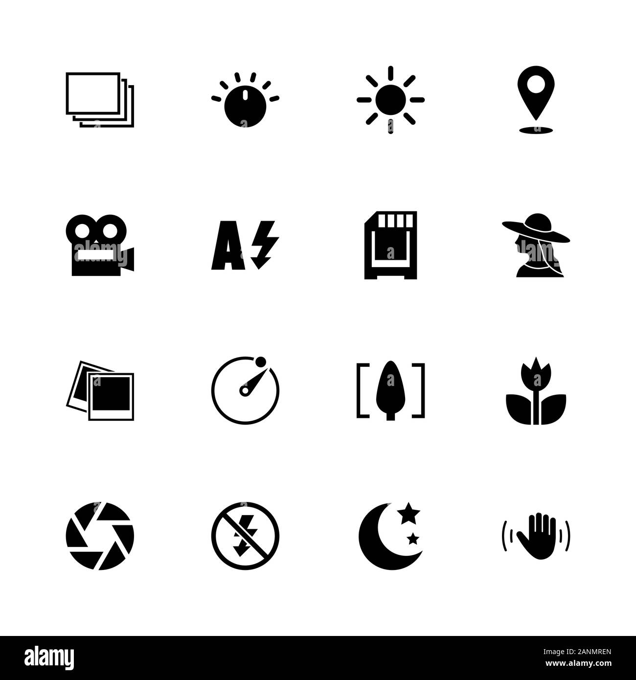 Foto Modus Icons - Erweitern zu jeder Größe - Änderung einer beliebigen Farbe. Flache Vector Icons - Schwarz Abbildung auf weißen Hintergrund. Stock Vektor