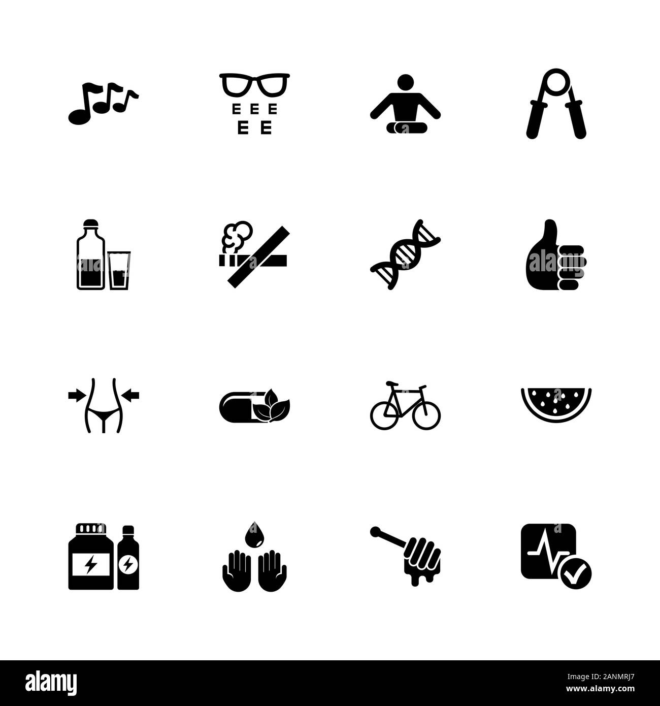 Gesundheit Symbole - Erweitern zu jeder Größe - Änderung einer beliebigen Farbe. Flache Vector Icons - Schwarz Abbildung auf weißen Hintergrund. Stock Vektor