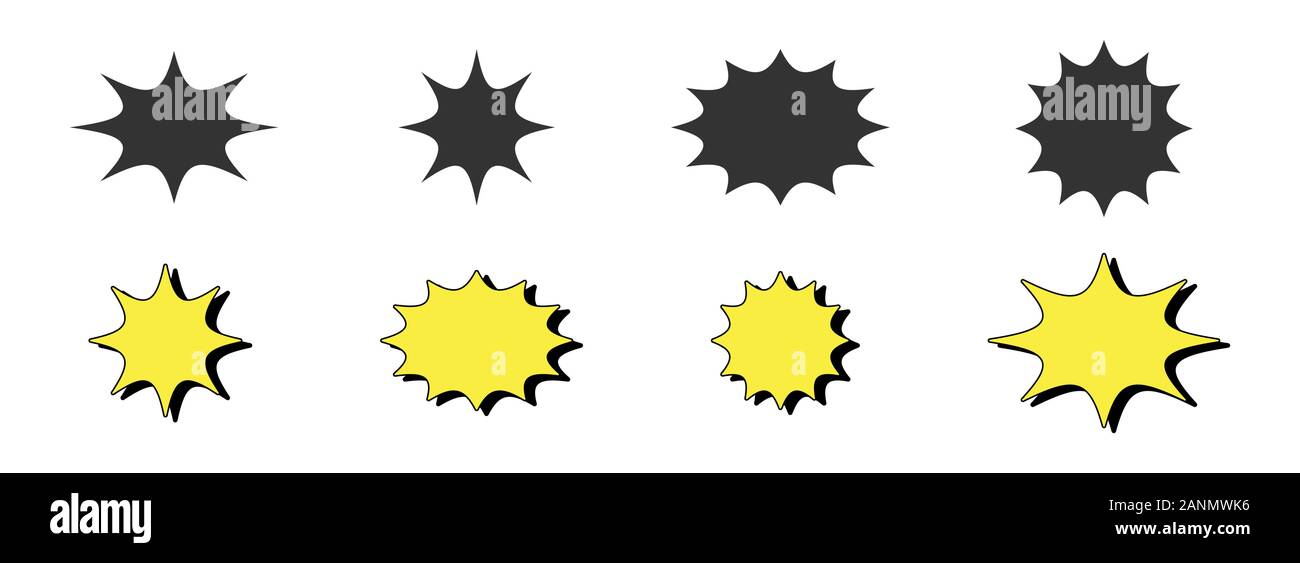 Promo Verkauf starburst Aufkleber und Sunburst label Symbole. Vektor einrichten von Black Star Preis oder Qualität Marke Abzeichen für leere Vorlage design Vektor einrichten Stock Vektor