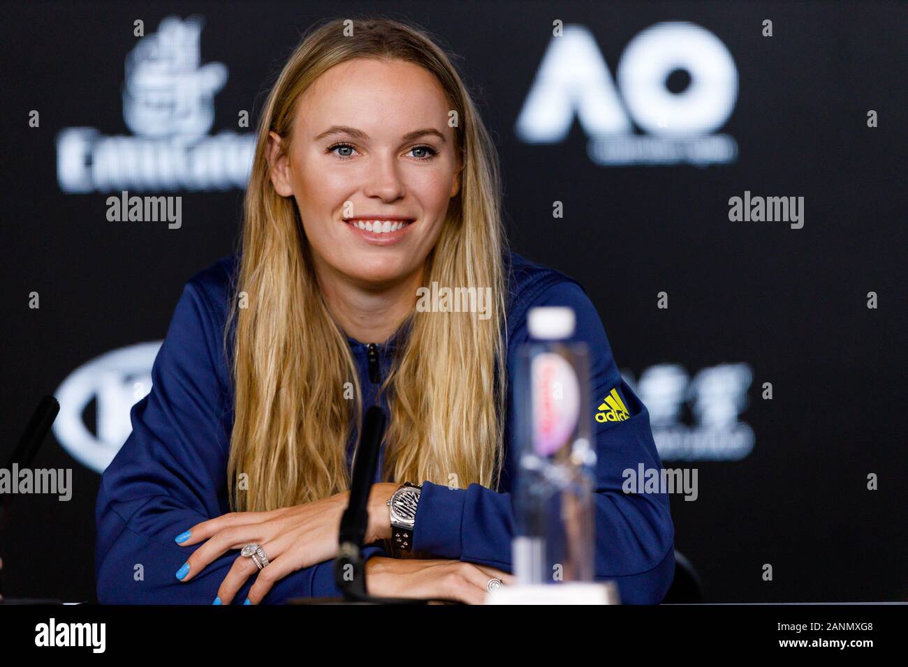 Caroline WOZNIACKI (DEN) während einer Pressekonferenz bei den Australian Open 2020 Stockfoto