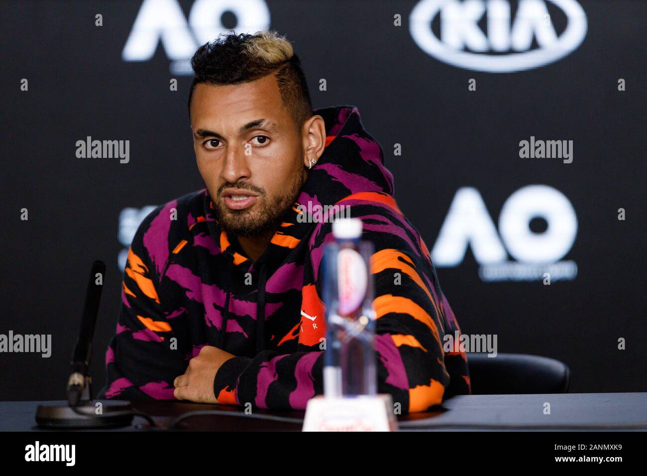 Nick KYRGIOS (aus) während einer Pressekonferenz bei den Australian Open 2020 Stockfoto