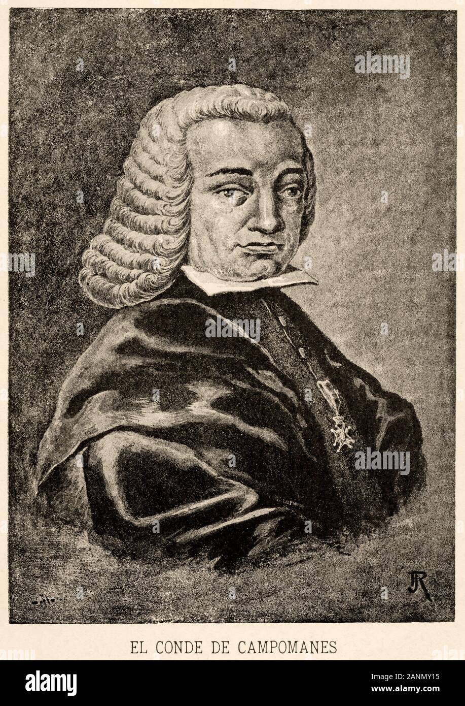 Portrait von Pedro Rodríguez de Campomanes und Pérez, der ersten Grafen von Campomanes (1723-1802). Spanische Politiker, Rechtsberater und Ökonom. Minister o Stockfoto