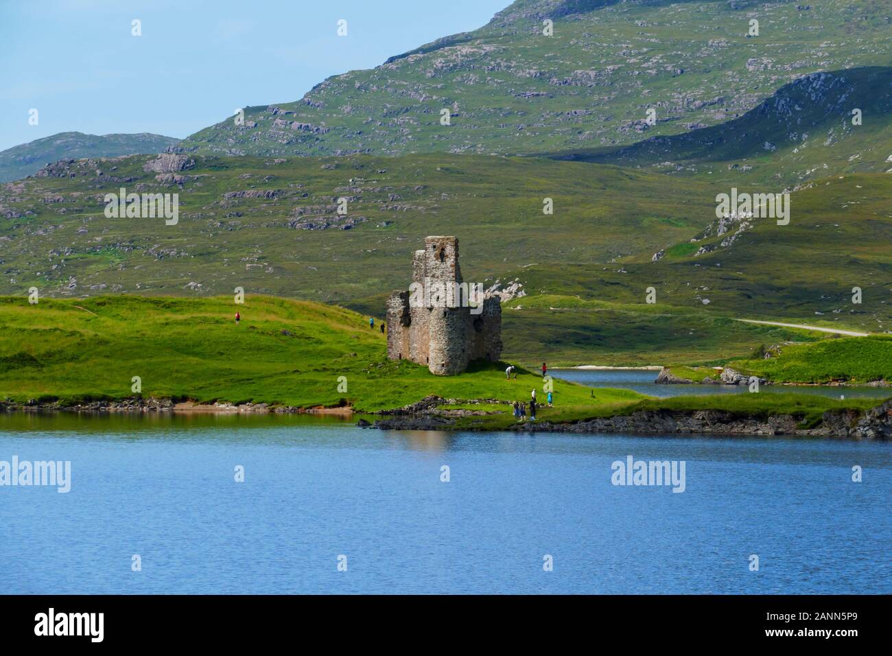 Schloss Verfallenes, Burg Ardvreck, am Loch Assynt in den Highlands von Schottland Stockfoto