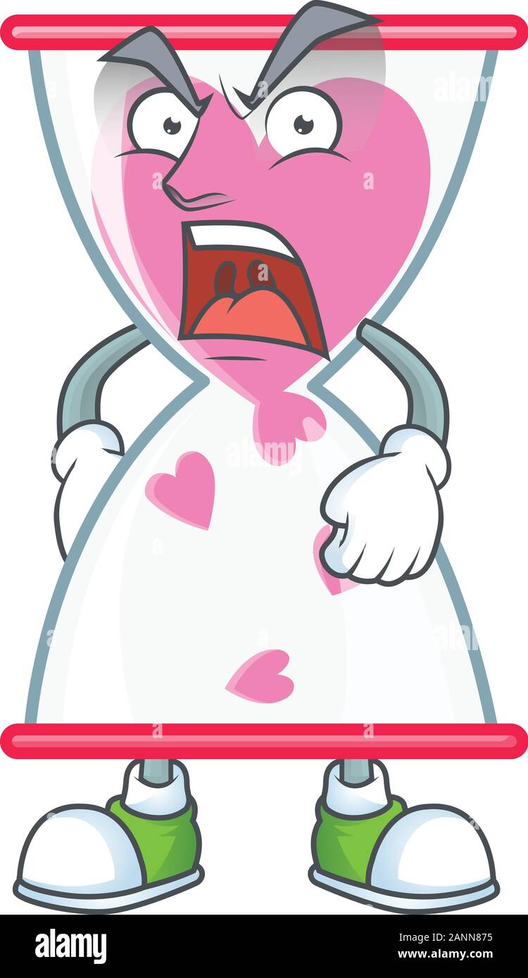 Liebe Uhr Sand Cartoon Character Design In Wutend Das Gesicht Stock Vektorgrafik Alamy