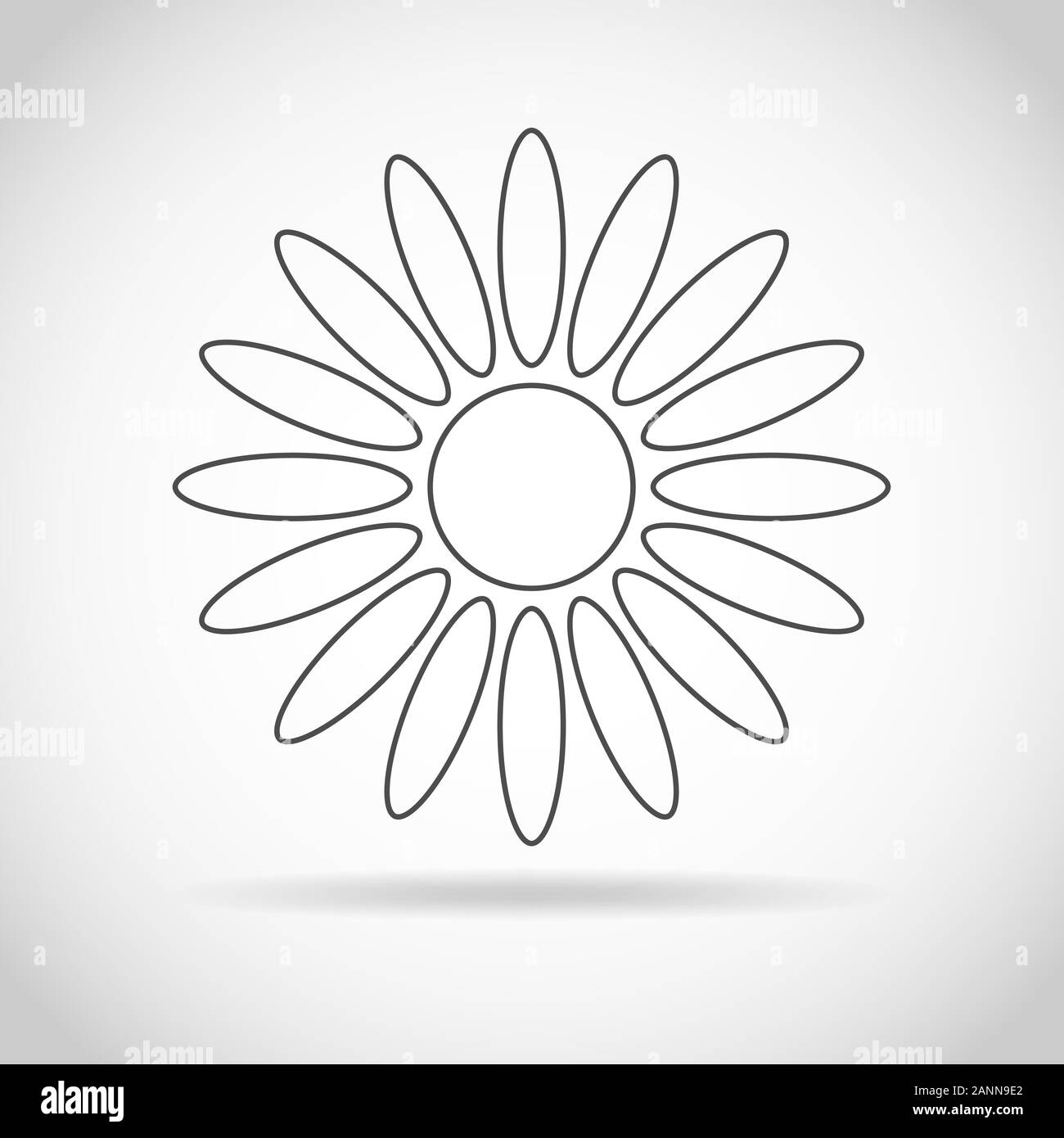 Zusammenfassung Kamille auf weißem Hintergrund. Blume Icon Design. Flache daisy-Vector Illustration. Stock Vektor