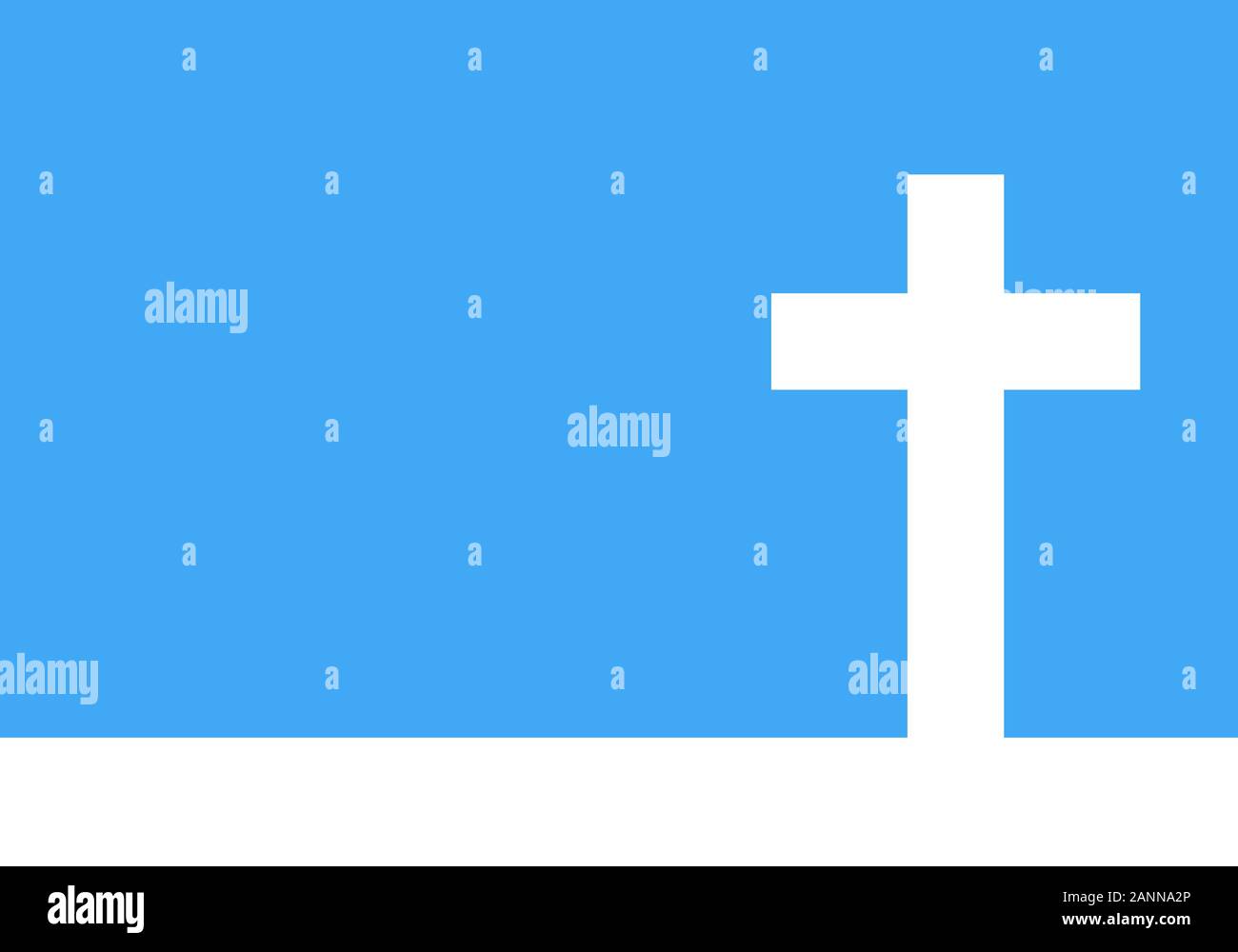 Weißes Kreuz Symbol-Vector Illustration. Einfache christliche Kreuz Zeichen. Weißes Kreuz auf blauem Hintergrund. Stock Vektor