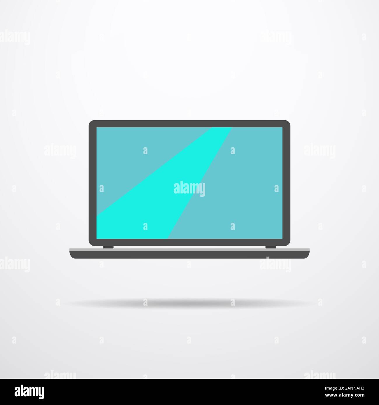 Grau Notebook-Vector Illustration. Silhouette einen einfachen Laptop. Symbol des offenen Laptop. Stock Vektor