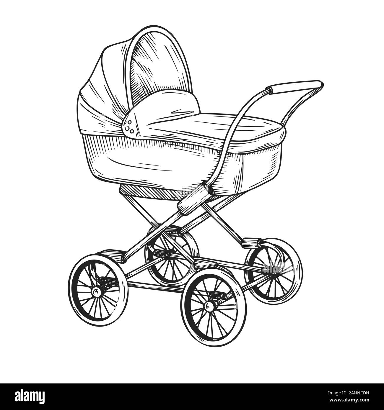 Skizze eines Baby Stroller. Vector Illustration Stock Vektor