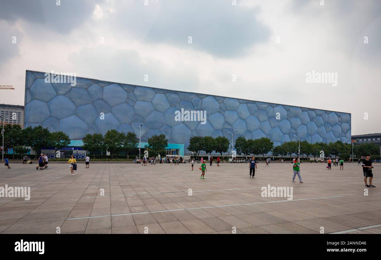 Die Pekinger National Aquatics Center, auch als Water Cube, Peking, China bekannt Stockfoto