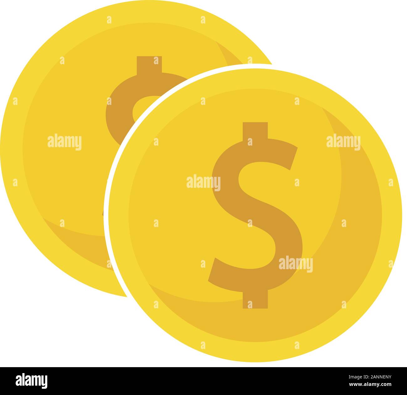 Münzen mit Dollarzeichen Geldscheinen. Vector EPS 10. Stock Vektor