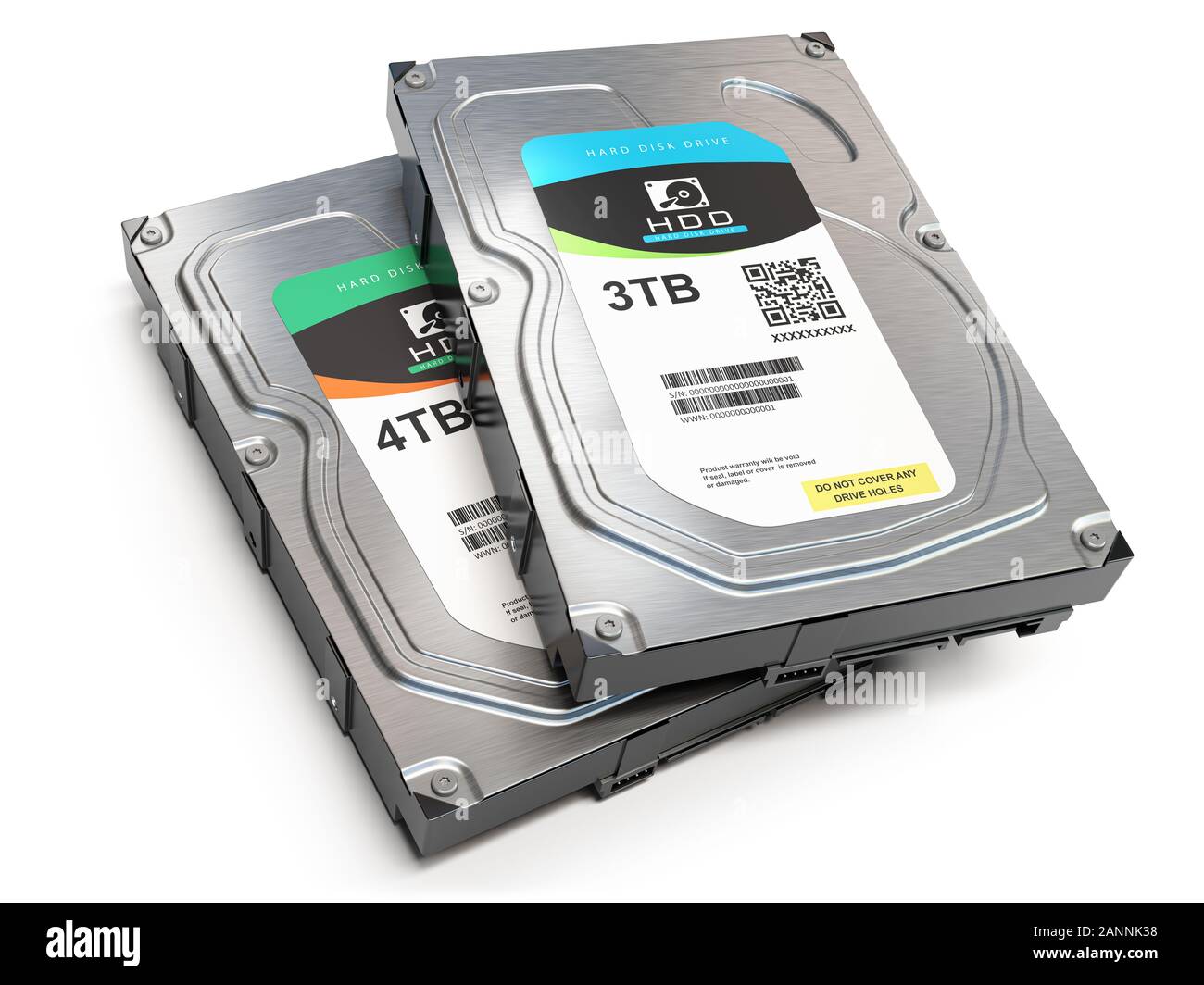 Festplatte HDD unterschiedlicher Größe auf Weiß isoliert. 3D-Darstellung  Stockfotografie - Alamy