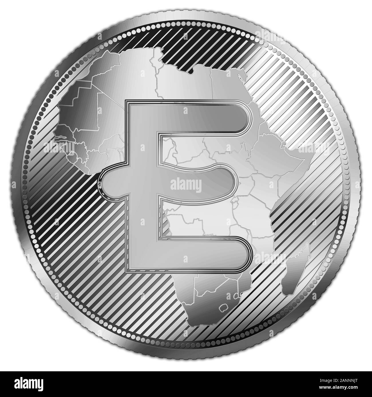 New Africa ECO Token, neue gemeinsame Währung der Westafrikanischen Länder, silber Version Stockfoto
