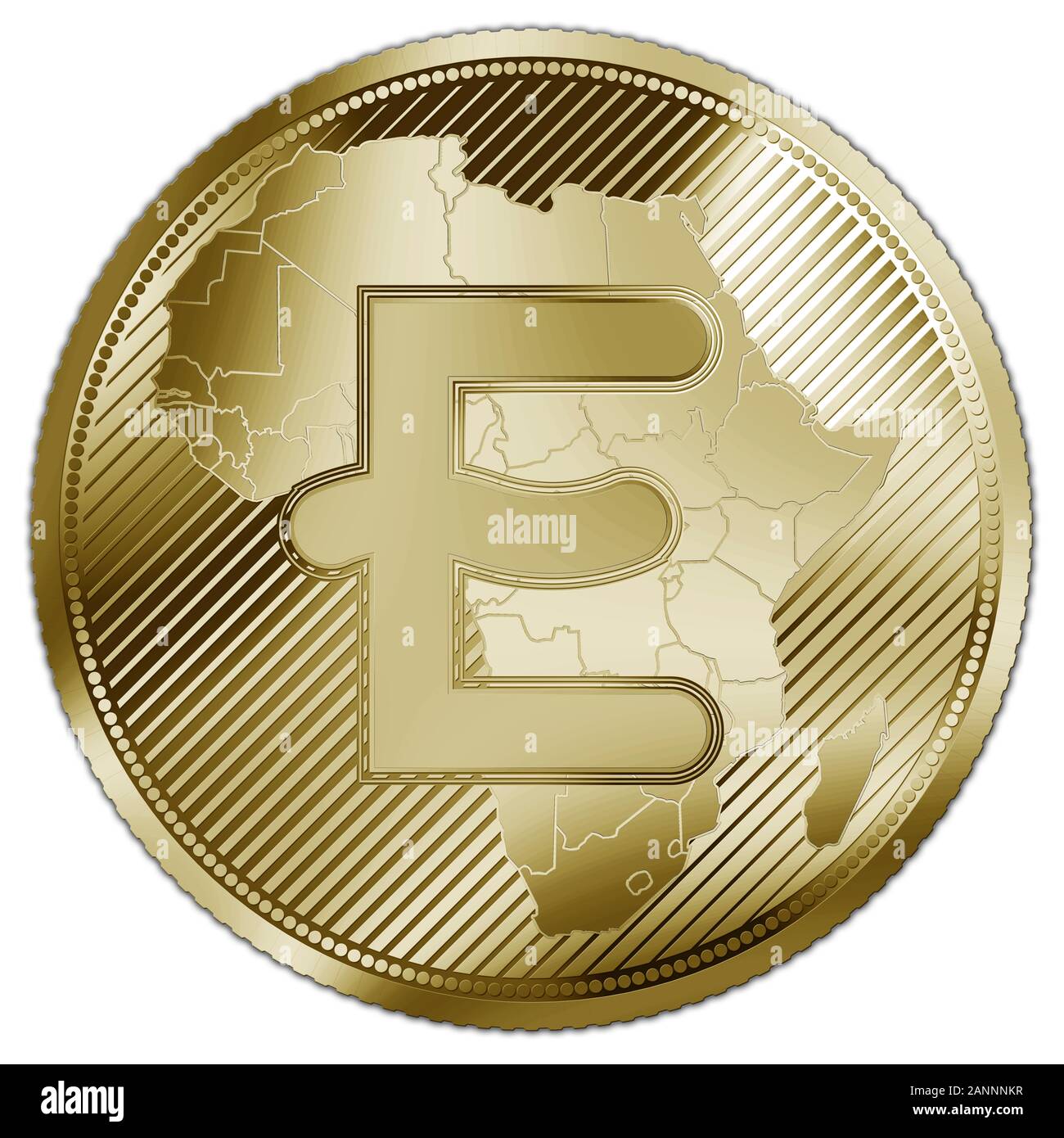 New Africa ECO Token, neue gemeinsame Währung der Westafrikanischen Länder, Gold Version Stockfoto