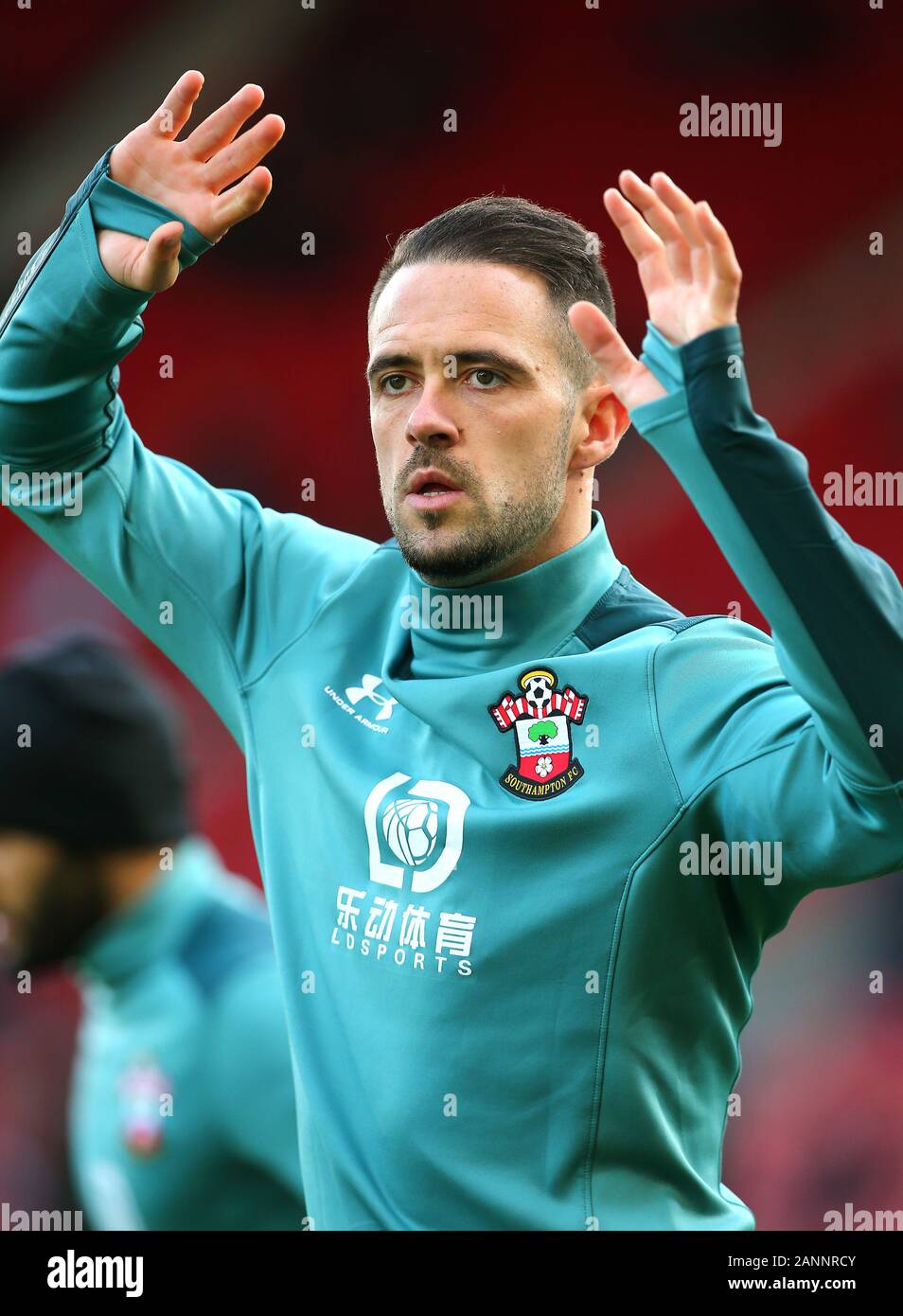 Von Southampton Danny Ings Aufwärmen vor der Premier League Spiel in St Mary's, Southampton. Stockfoto