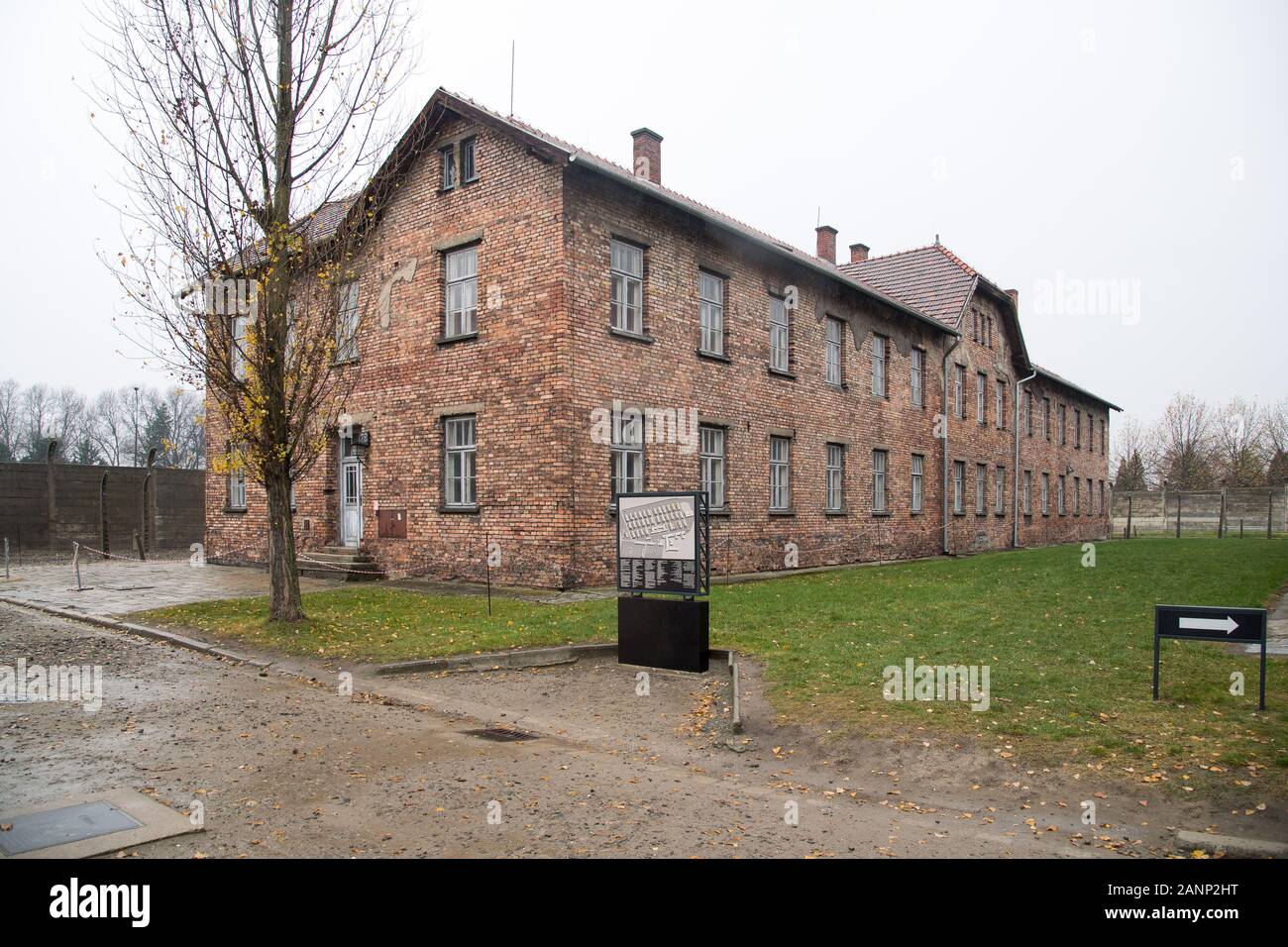 Block 28 (Baracke 28) im nationalsozialistischen deutschen Konzentrationslager Auschwitz I (Stammlager Auschwitz I Konzentrationslager im Camp) von Mai 1940 bis April Stockfoto