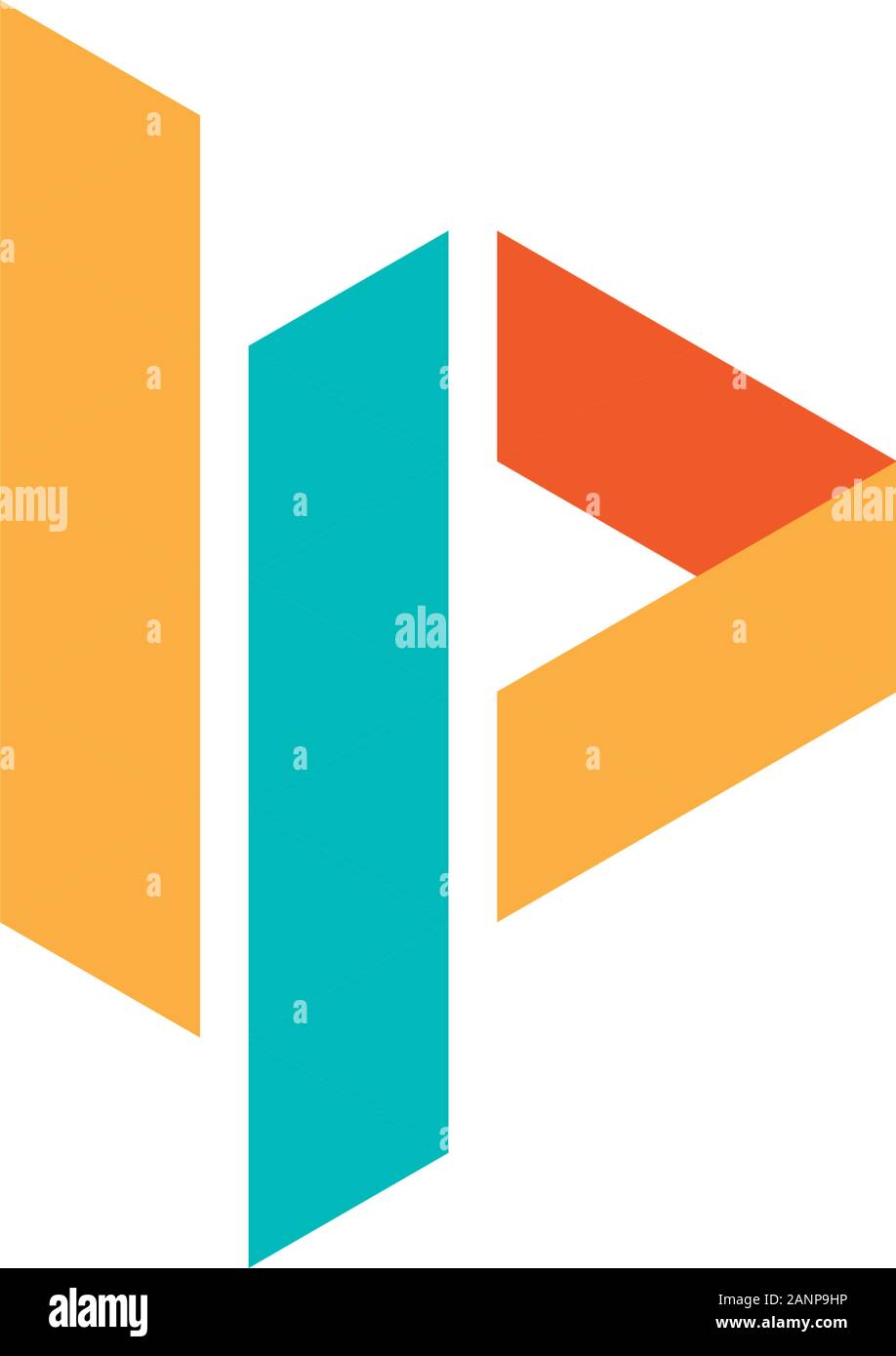 Logo Design mit abstrakter I und P schreiben, volle Farbe Stock Vektor