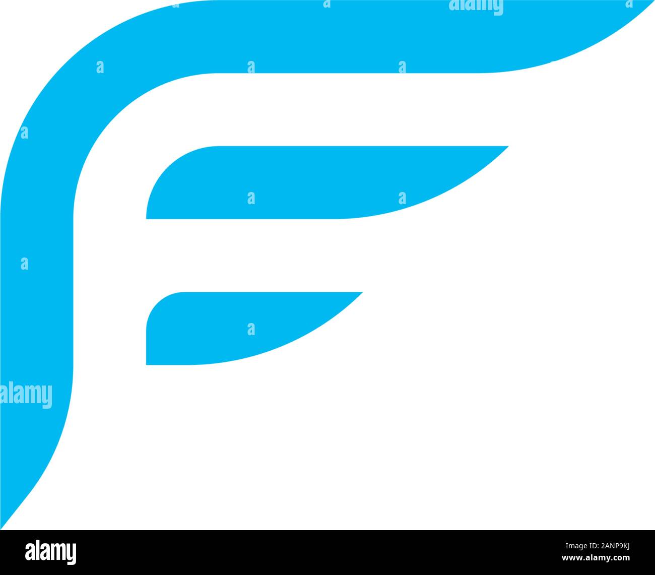 Logo Design Konzept mit F Schreiben und Wing Symbol. blaue Farbe Stock Vektor