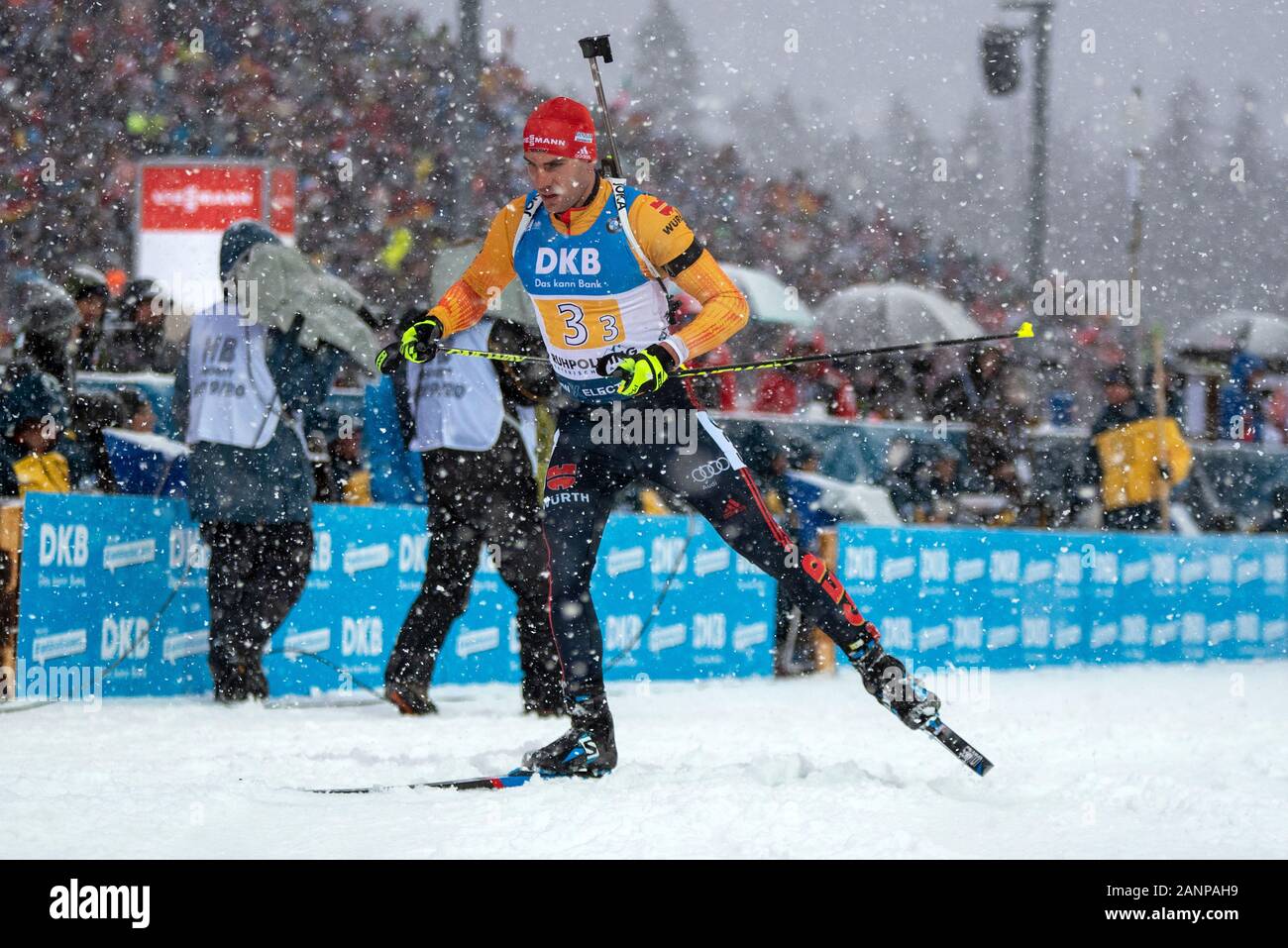 Ruhpolding, Deutschland. 18 Jan, 2020. Arnd Peiffer von Deutschland bei den IBU Weltcup Biathlon, Herren 4x7,5 km Staffel Konkurrenz an die Chiemgau Arena am 18. Januar 2020 in Ruhpolding, Deutschland. (Foto: Horst Ettensberger/ESPA-Bilder) Credit: ESPA/Alamy leben Nachrichten Stockfoto