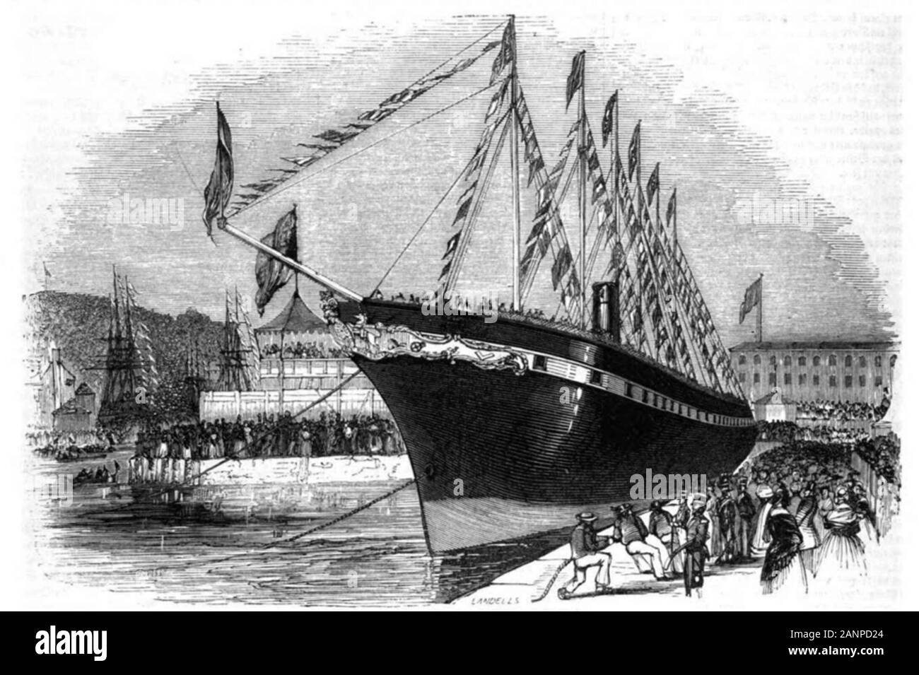 Start der SS Great Britain in Bristol, Juli 1843 Stockfoto