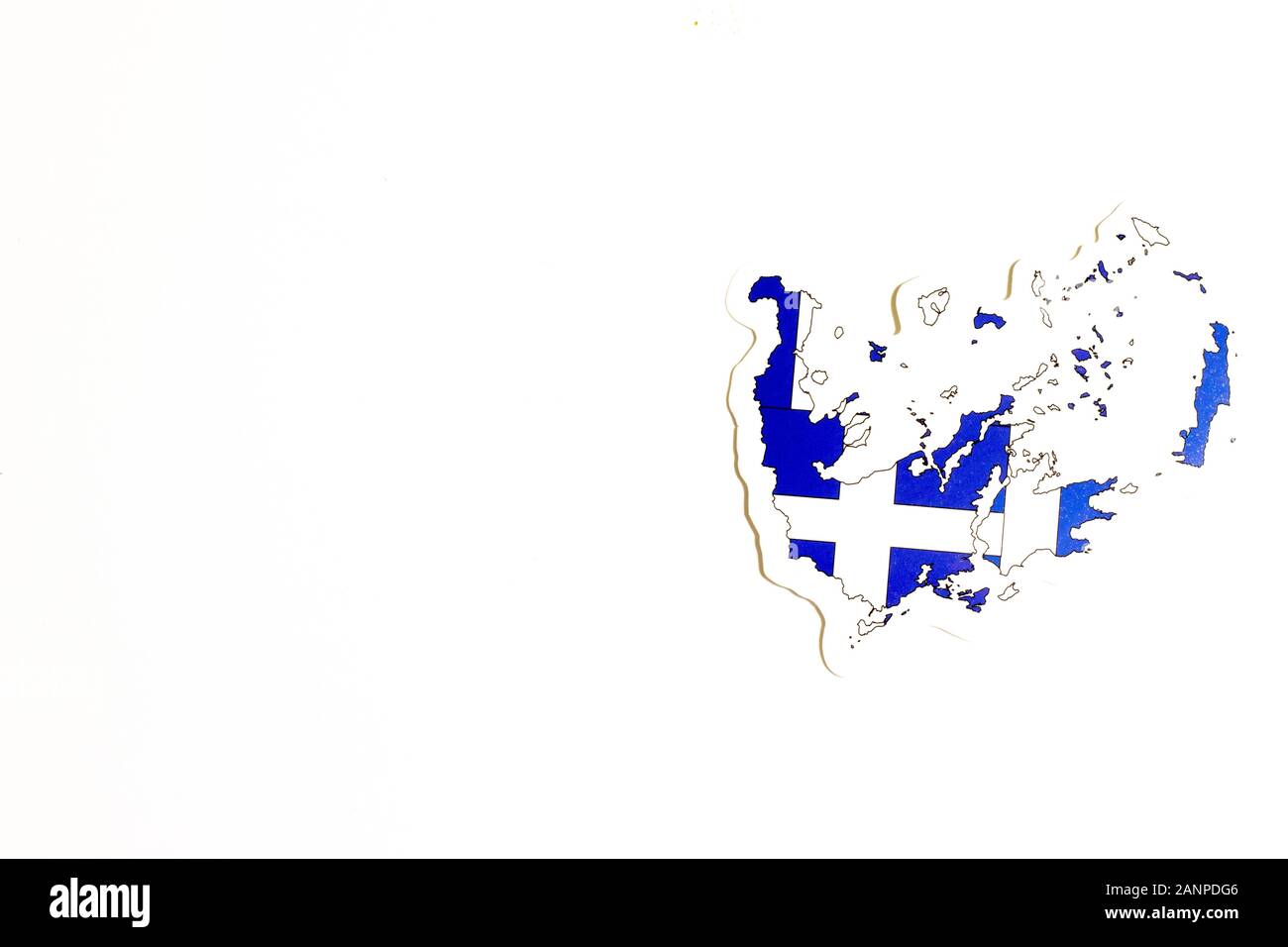 Los Angeles, Kalifornien, USA - 17. Januar 2020: Nationalflaggen Griechenlands. Länderumriss auf weißem Hintergrund mit Kopierbereich. Politische Illustration Stockfoto