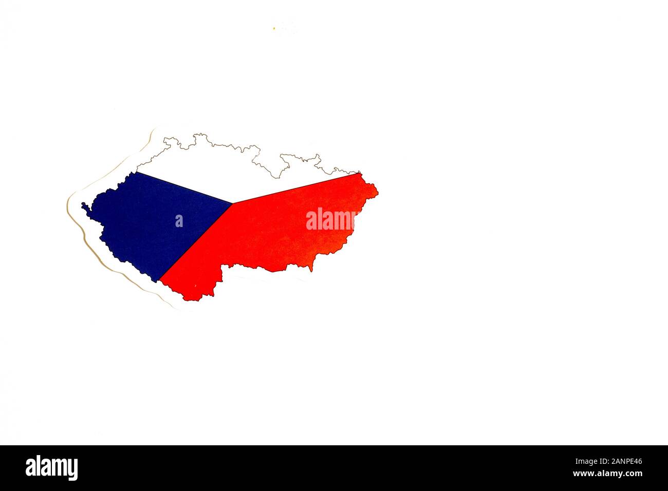 Los Angeles, Kalifornien, USA - 17. Januar 2020: Nationalflaggen der Tschechischen Republik. Länderumriss auf weißem Hintergrund mit Kopierbereich. Politik Stockfoto
