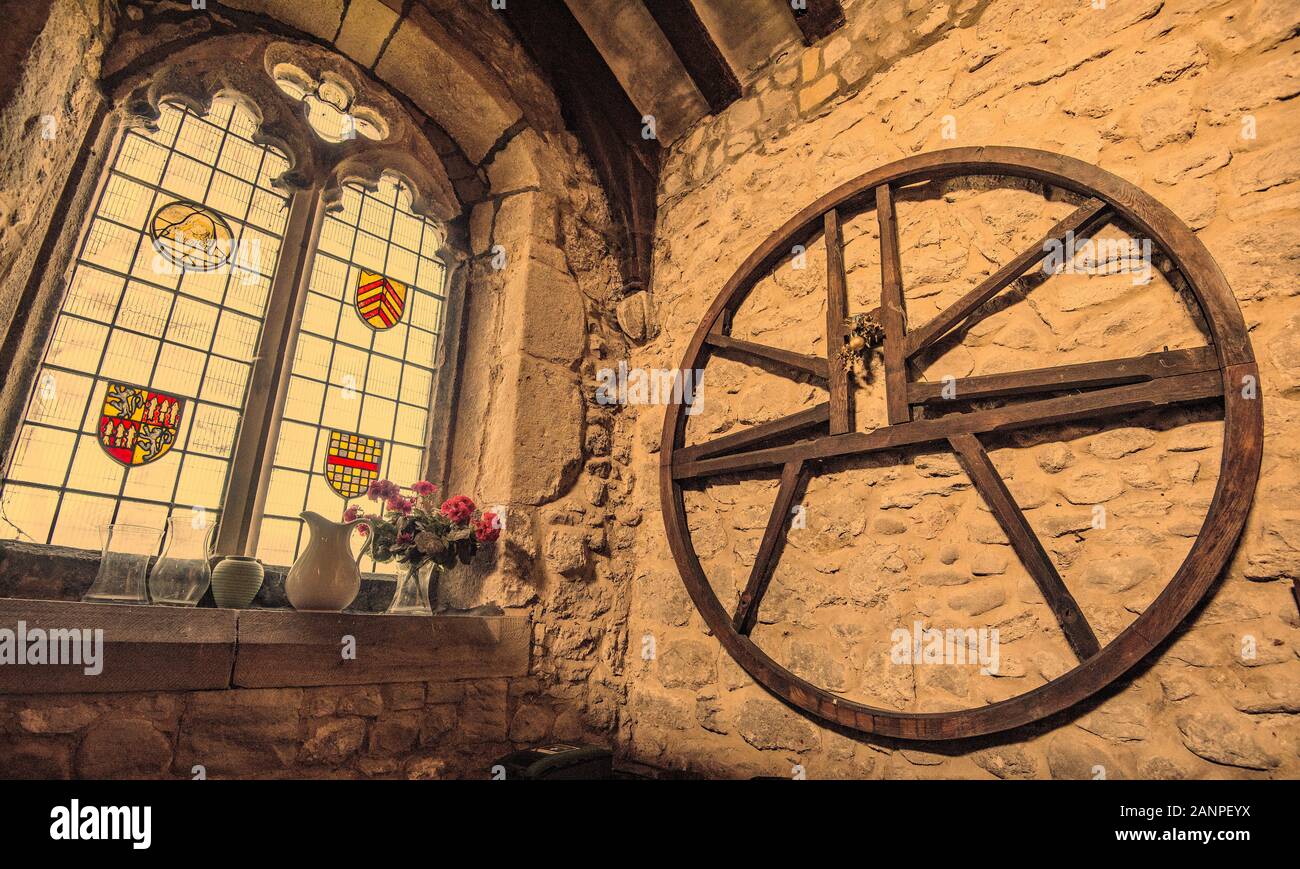 Die Fenster in der Kirche St. Mary, Long Preston Stockfoto