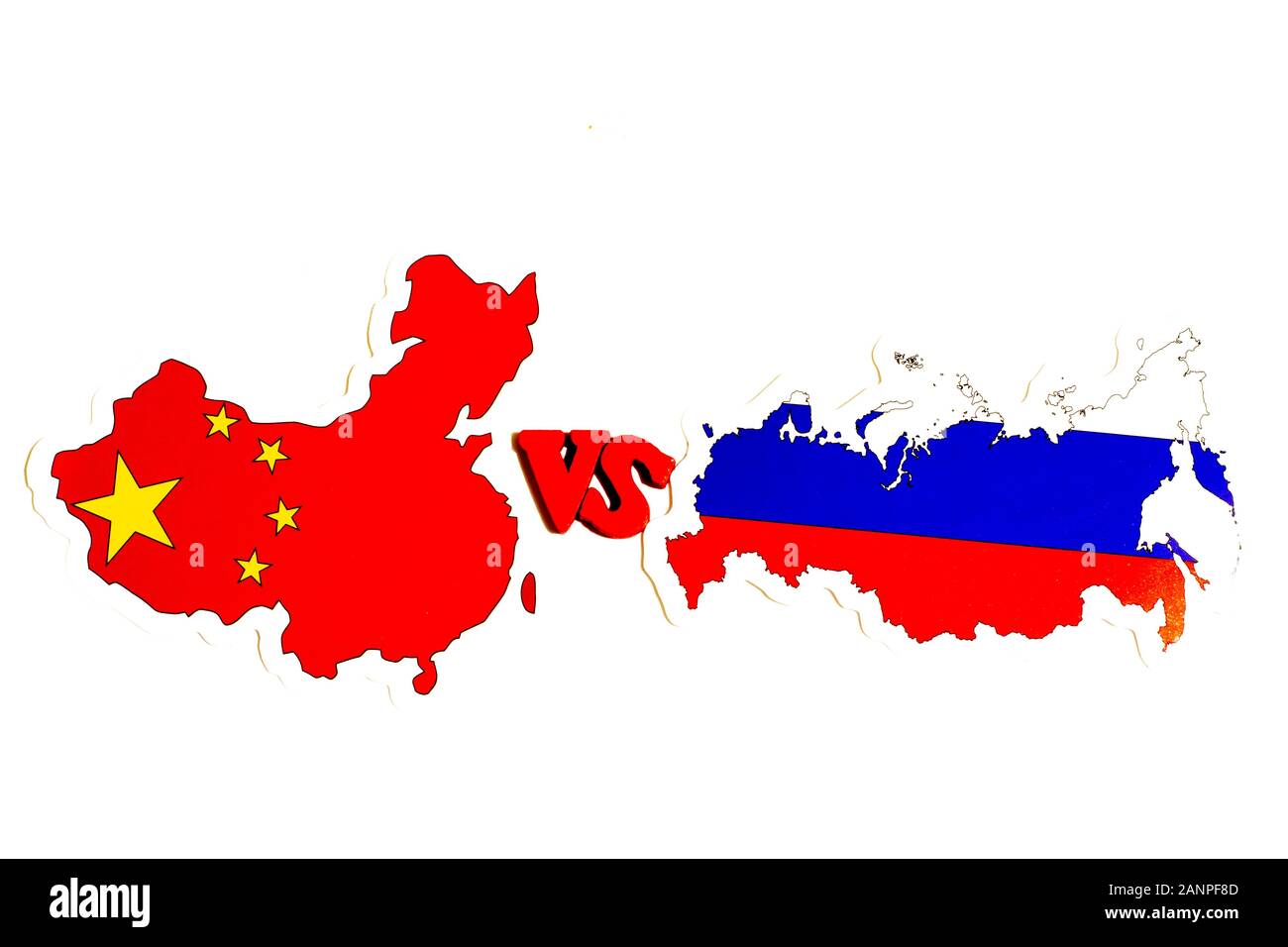 Los Angeles, Kalifornien, USA - 17. Januar 2020: China vs. Russland Konzeptdarstellung für Nachrichten in der Politik, Illustrative Editorial Stockfoto