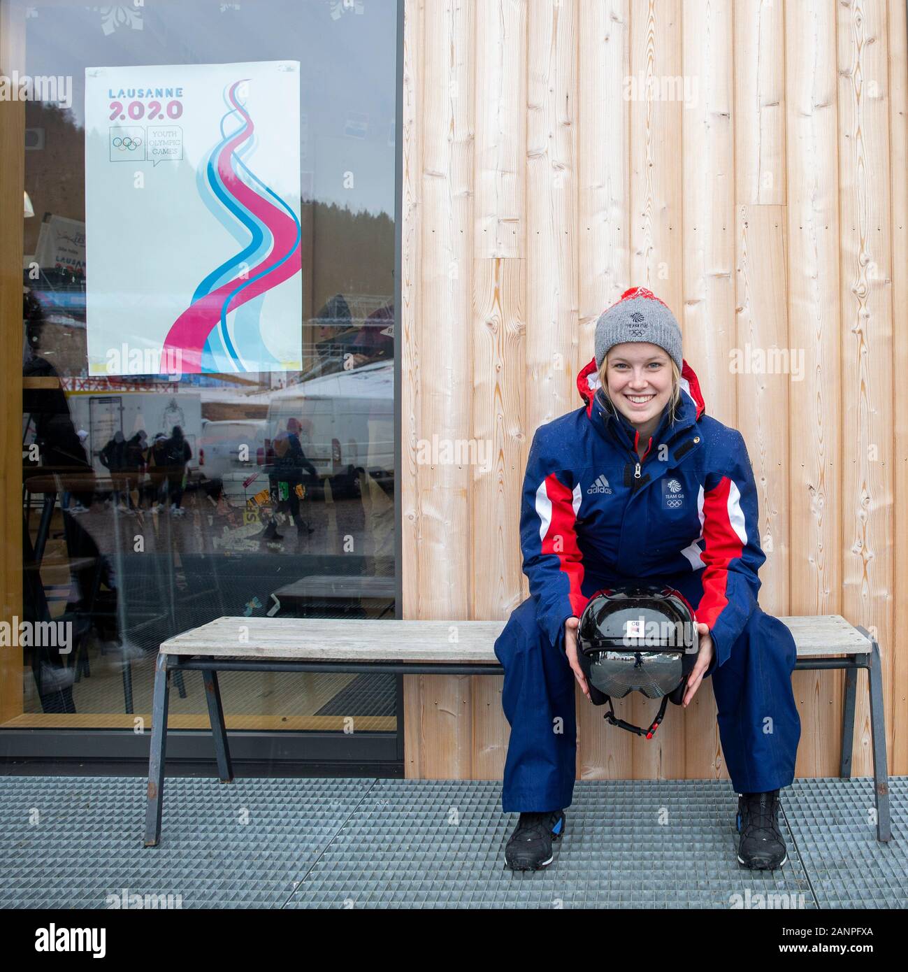 Team GB Mani Cooper (16) beim Nordic Combined Training bei den Jugend-Olympischen Spielen in Lausanne 2020 am 17. Januar 2020 bei den Les Tuffes in Frankreich Stockfoto