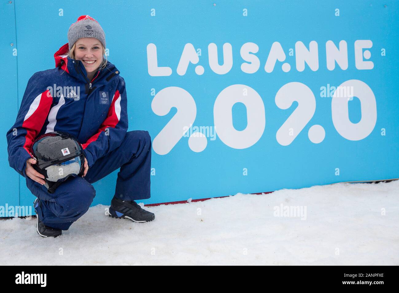 Team GB Mani Cooper (16) beim Nordic Combined Training bei den Jugend-Olympischen Spielen in Lausanne 2020 am 17. Januar 2020 bei den Les Tuffes in Frankreich Stockfoto