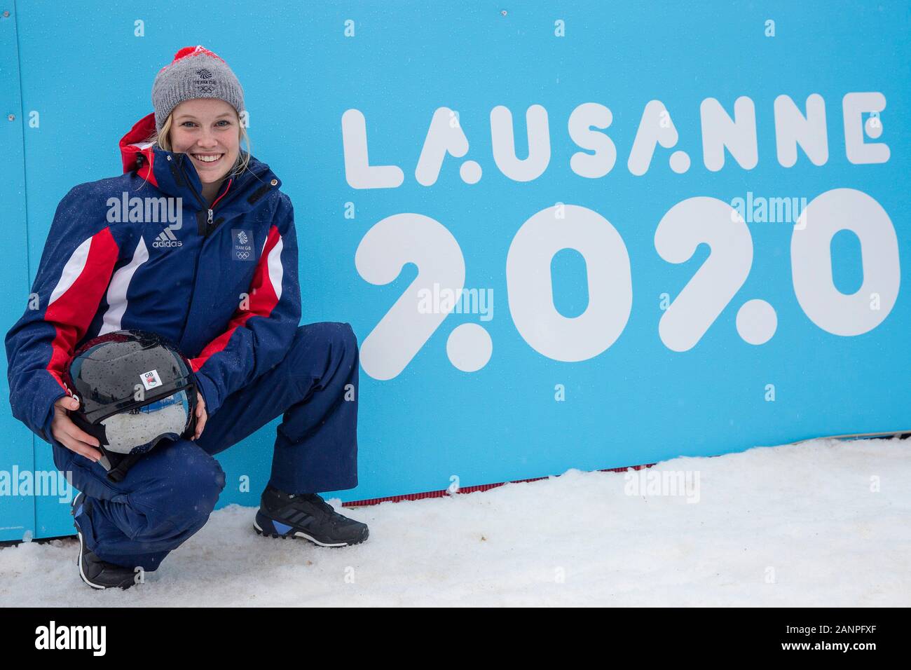 Team GB Mani Cooper (16) beim Nordic Combined Training bei den Jugend-Olympischen Spielen in Lausanne 2020 am 17. Januar 2020 bei den Les Tuffes in Frankreich Stockfoto