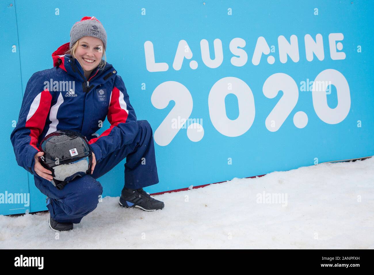 Team GB Mani Cooper (16) beim Nordic Combined Training bei den Jugend-Olympischen Spielen in Lausanne 2020 am 17. Januar 2020 bei den Les Tuffes in Frankreich Stockfoto