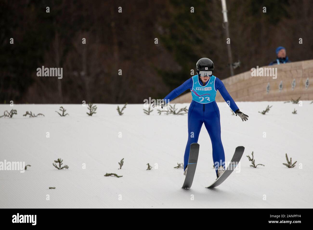 Team GB Mani Cooper (16) beim Nordic Combined Training bei den Jugend-Olympischen Spielen in Lausanne 2020 am 17. Januar 2020 bei den Les Tuffes in Frankreich Stockfoto
