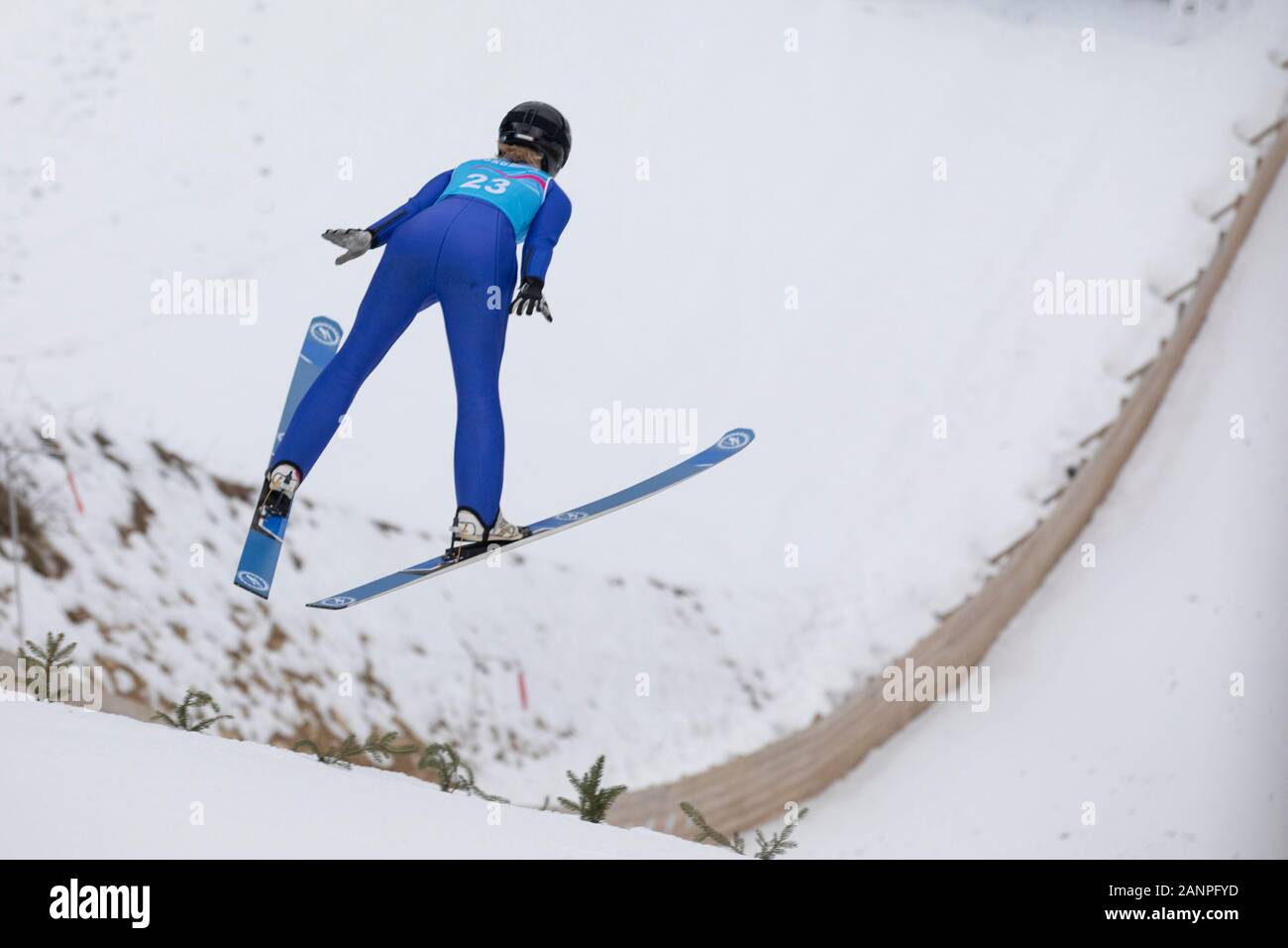 Team GB Mani Cooper (16) beim Nordic Combined Training bei den Jugend-Olympischen Spielen in Lausanne 2020 am 17. Januar 2020 bei den Les Tuffes in Frankreich Stockfoto