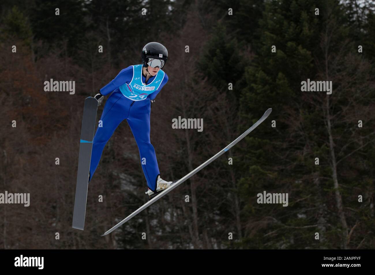 Team GB Mani Cooper (16) beim Nordic Combined Training bei den Jugend-Olympischen Spielen in Lausanne 2020 am 17. Januar 2020 bei den Les Tuffes in Frankreich Stockfoto