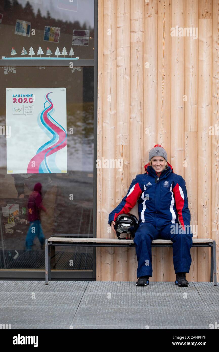 Team GB Mani Cooper (16) beim Nordic Combined Training bei den Jugend-Olympischen Spielen in Lausanne 2020 am 17. Januar 2020 bei den Les Tuffes in Frankreich Stockfoto