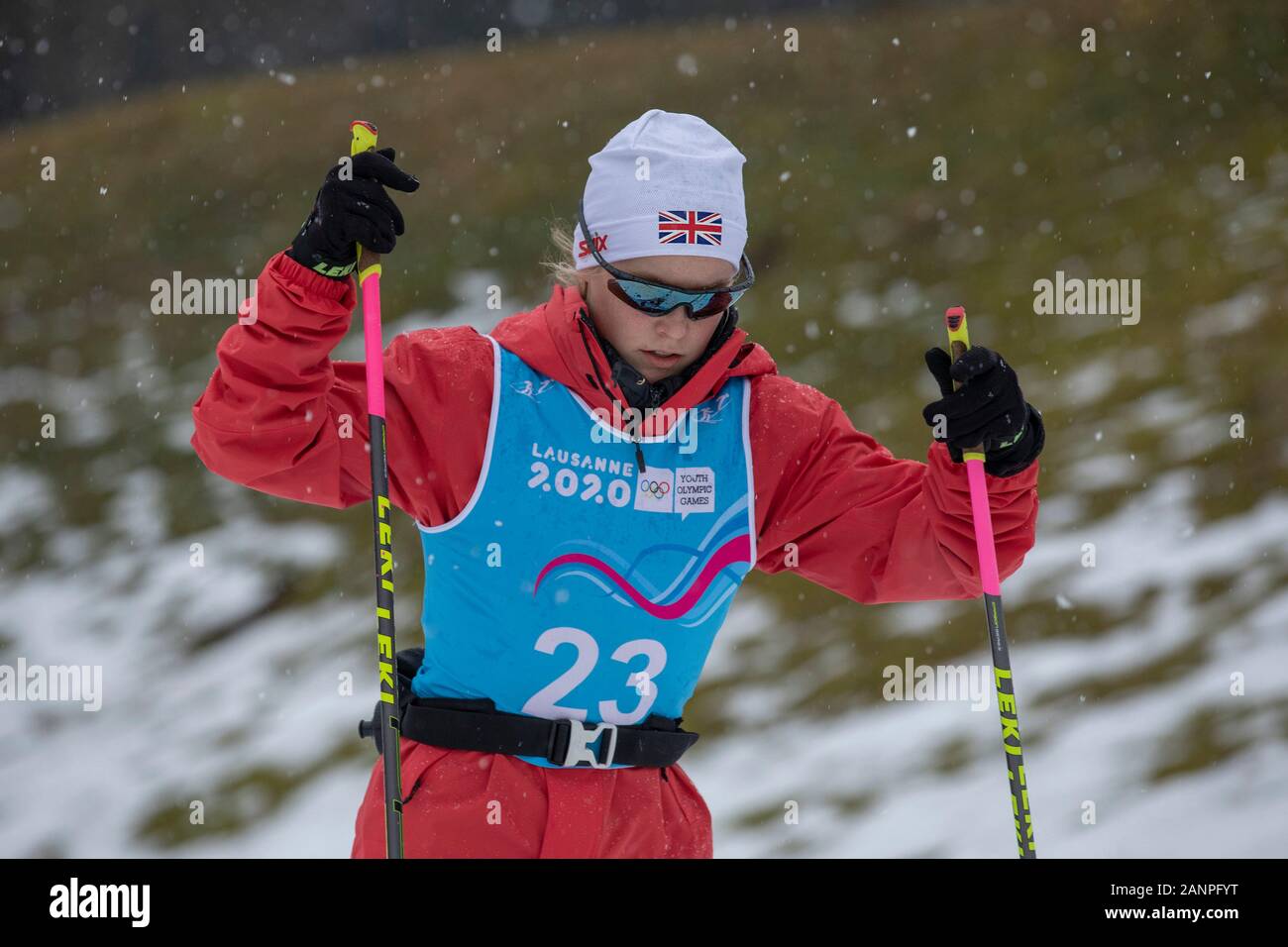 Team GB Mani Cooper (16) beim Nordic Combined Training bei den Jugend-Olympischen Spielen in Lausanne 2020 am 17. Januar 2020 bei den Les Tuffes in Frankreich Stockfoto