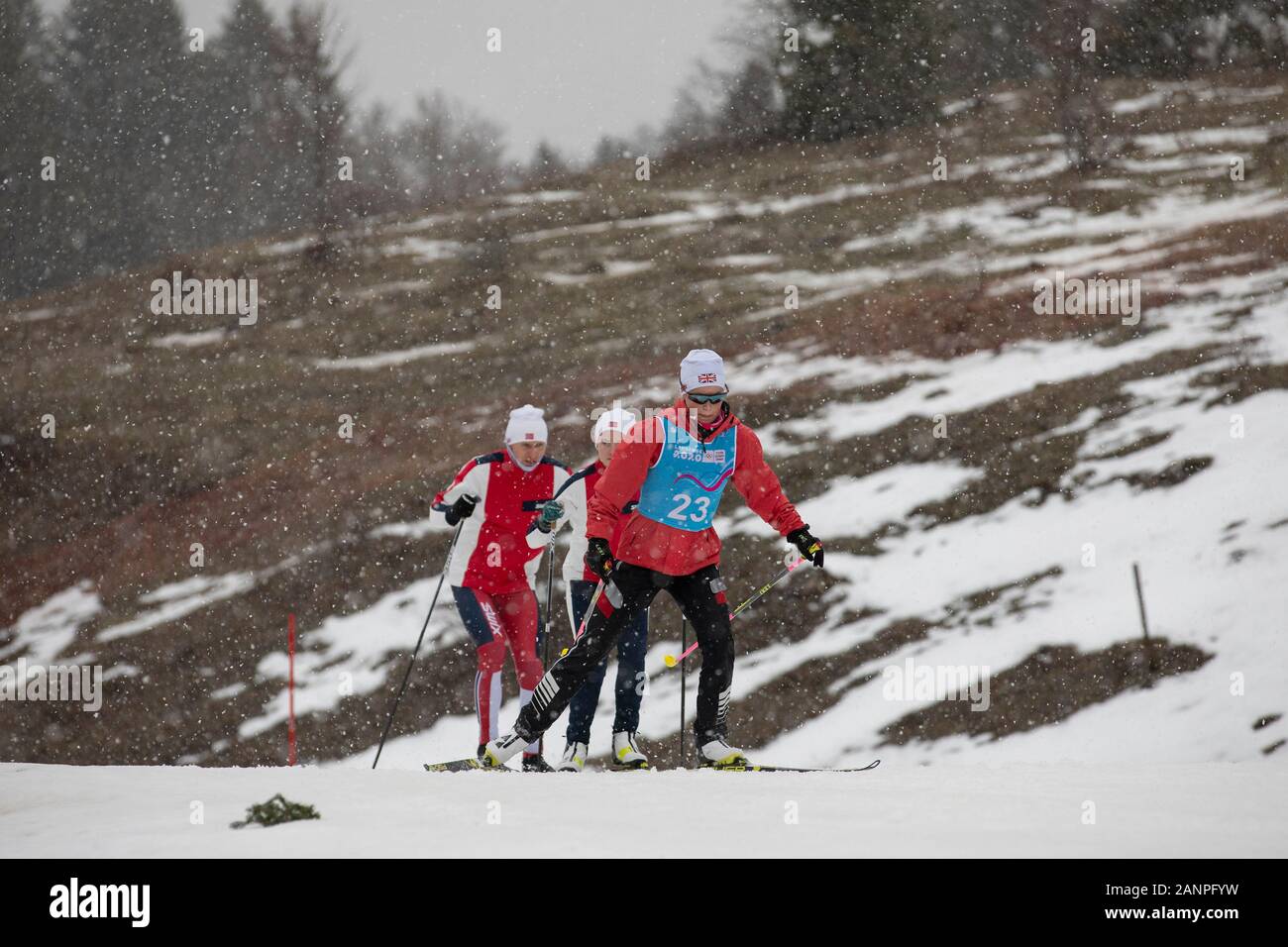Team GB Mani Cooper (16) beim Nordic Combined Training bei den Jugend-Olympischen Spielen in Lausanne 2020 am 17. Januar 2020 bei den Les Tuffes in Frankreich Stockfoto