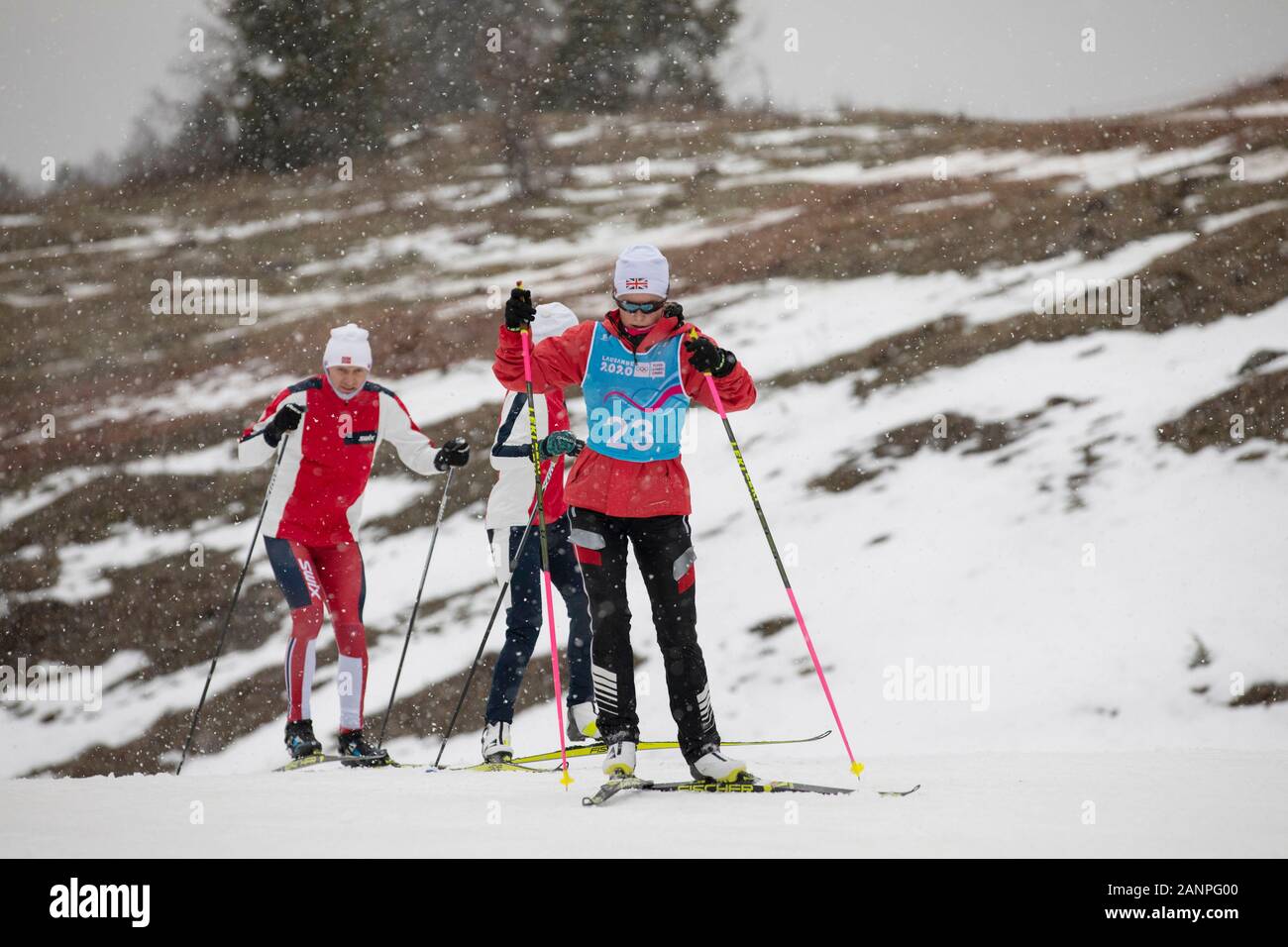 Team GB Mani Cooper (16) beim Nordic Combined Training bei den Jugend-Olympischen Spielen in Lausanne 2020 am 17. Januar 2020 bei den Les Tuffes in Frankreich Stockfoto