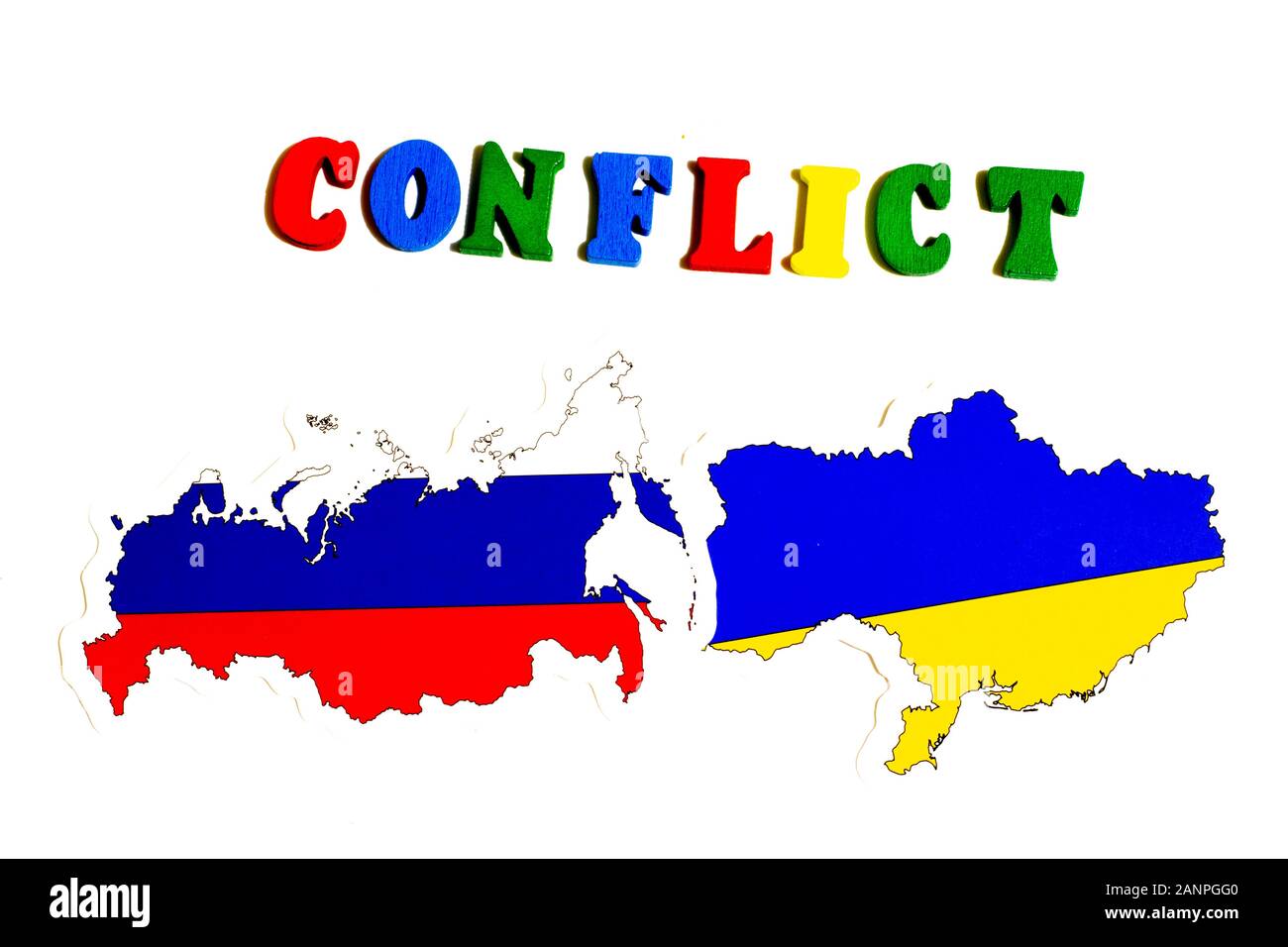 Los Angeles, Kalifornien, USA - 17. Januar 2020: Konfliktkonzept Russland und Ukraine. Russisch-Ukrainischer Krieg, Illustrations-Editorial Stockfoto