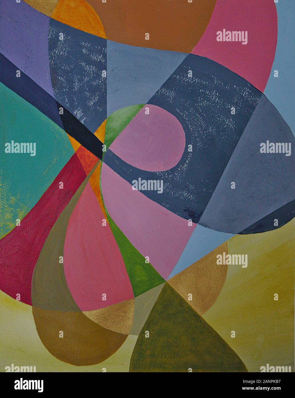Zwei passende farbenfrohe abstrakte Gemälde in Acryl Stockfoto
