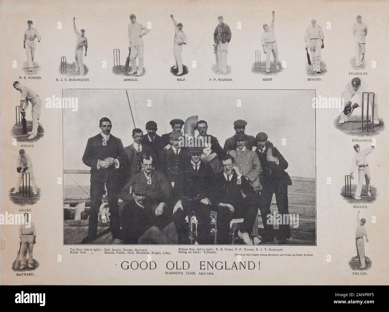 Gutes Altengland. Warners Team 1903-1904/05 Stockfoto