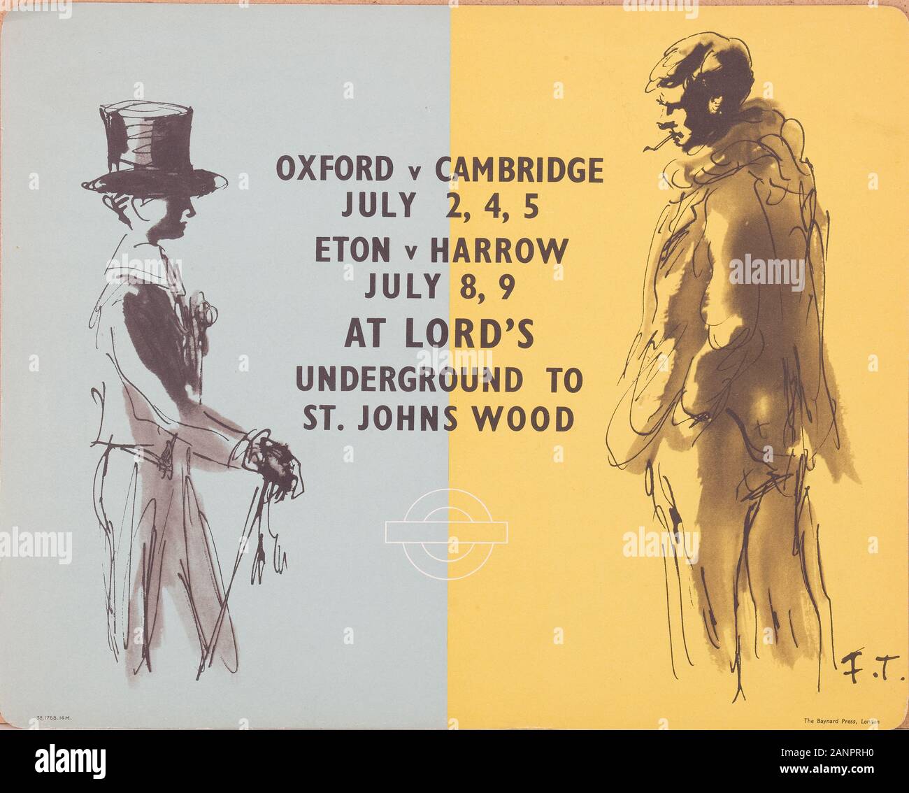 Cricket Match Poster. Oxford verse Cambridge und Eton verse Egge an den Lords Cricket Ground Stockfoto